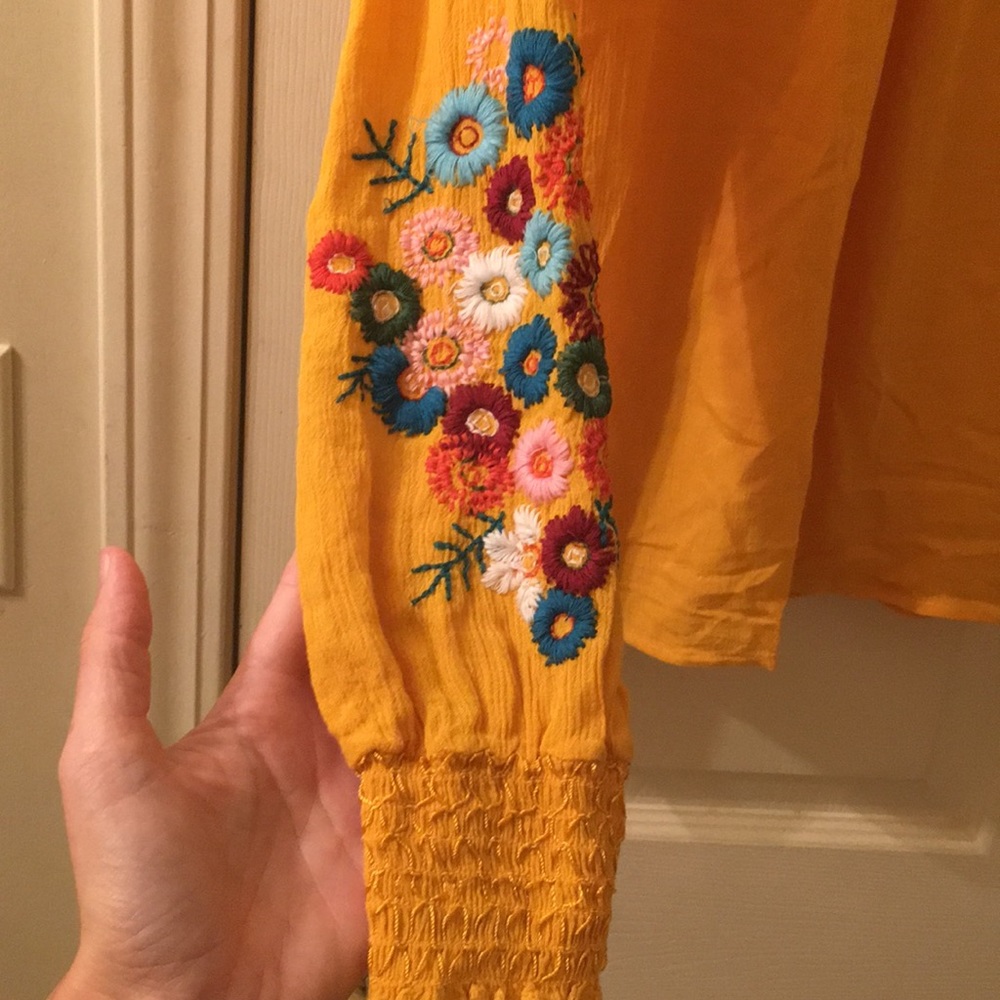 medium hippie style yellow fall blouse so cute! - Picture 2 of 8